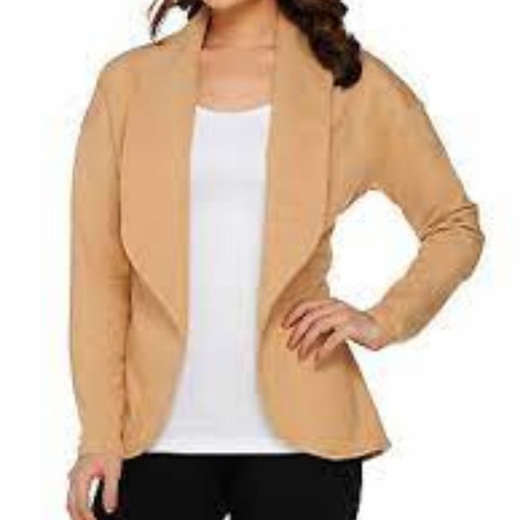 NWT H BY HALSTON COZY FRENCH TERRY SHAWL JACKET MEDIUM - Picture 1 of 9